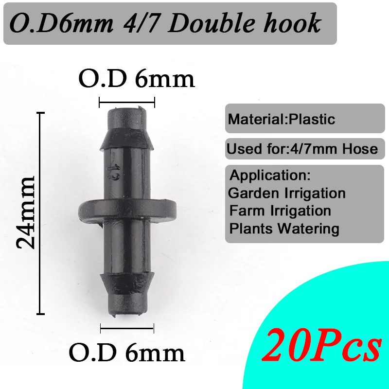 20 шт оросительный капельный спринклер 1/4 &quotшланг Barb прямые разъемы 4/7 мм трубный