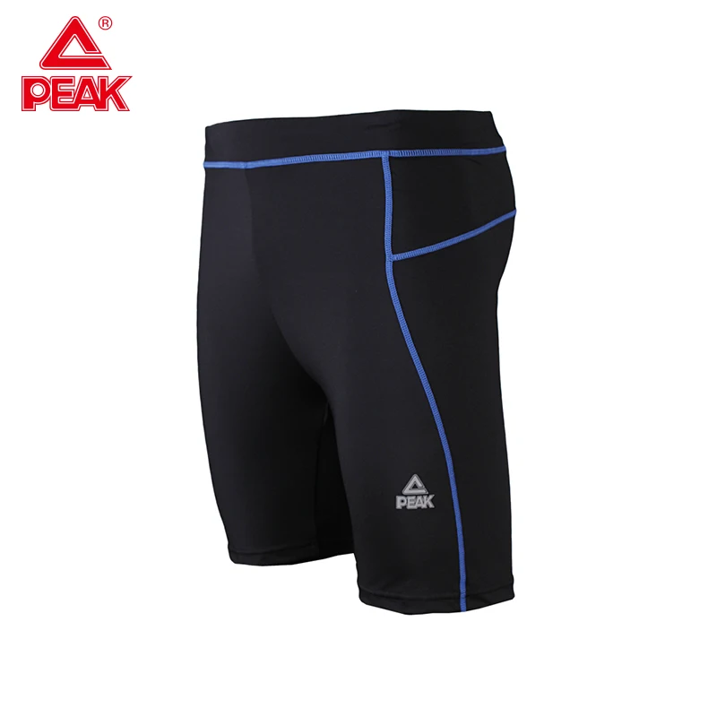 PEAK Men's Compression Short With Waist Pack Running Fitness Jogging Tights Short Elastic Quick Dry Print Gym Man Legging FW3821
