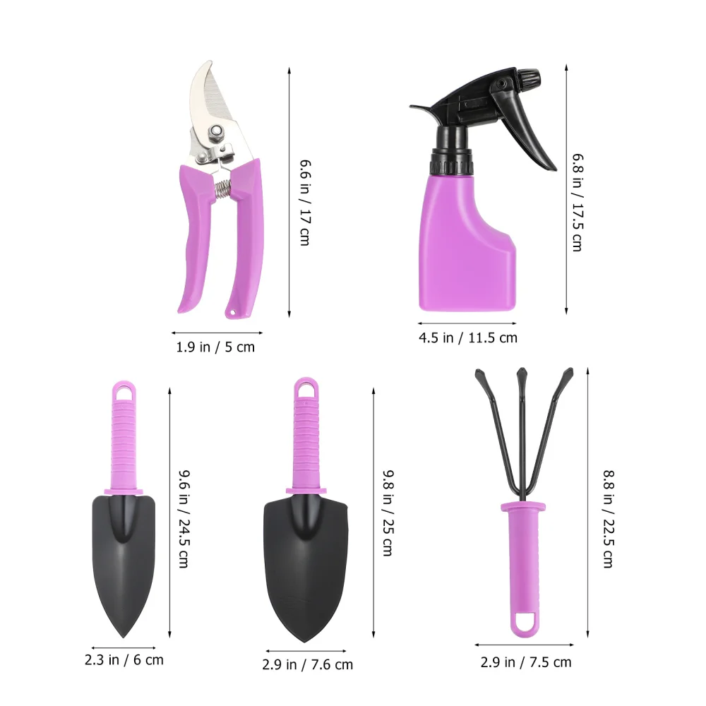 

1 Set/5 PCS Gardening Tool Includes Shovel Rake Shear Sprayer Gardening Supply