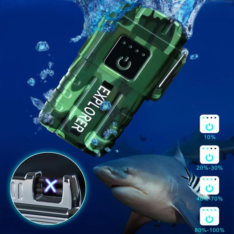 USB зарядка плазменная Зажигалка Ветрозащитная Водонепроницаемая Зажигалка для активный отдых, Спорт двойная дуговая Зажигалка для курения