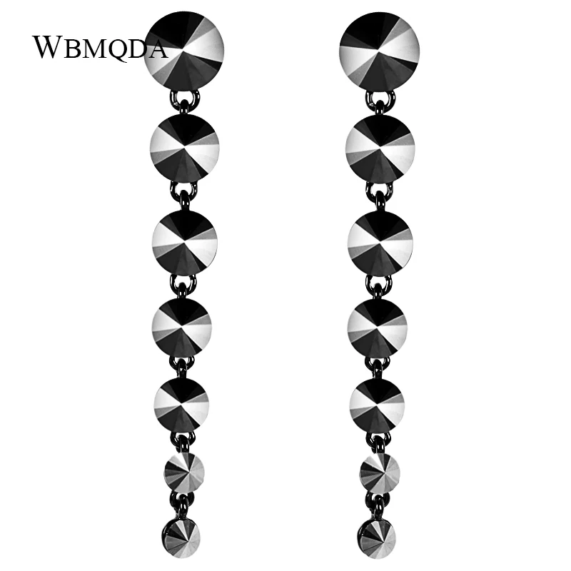 Wbmqda Ретро Черные Кристальные длинные висячие серьги пистолет черные модные