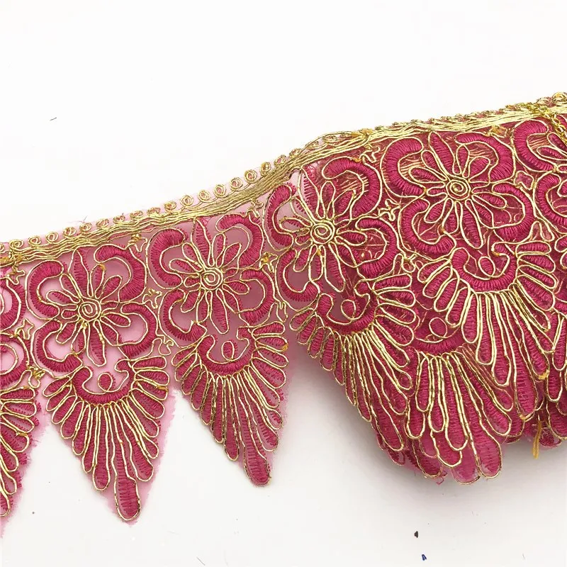 10 ярдов цветов искусственная вышивка зубчатая кружевная отделка металлик для свадьбы ширина: 12 5 см|scalloped lace