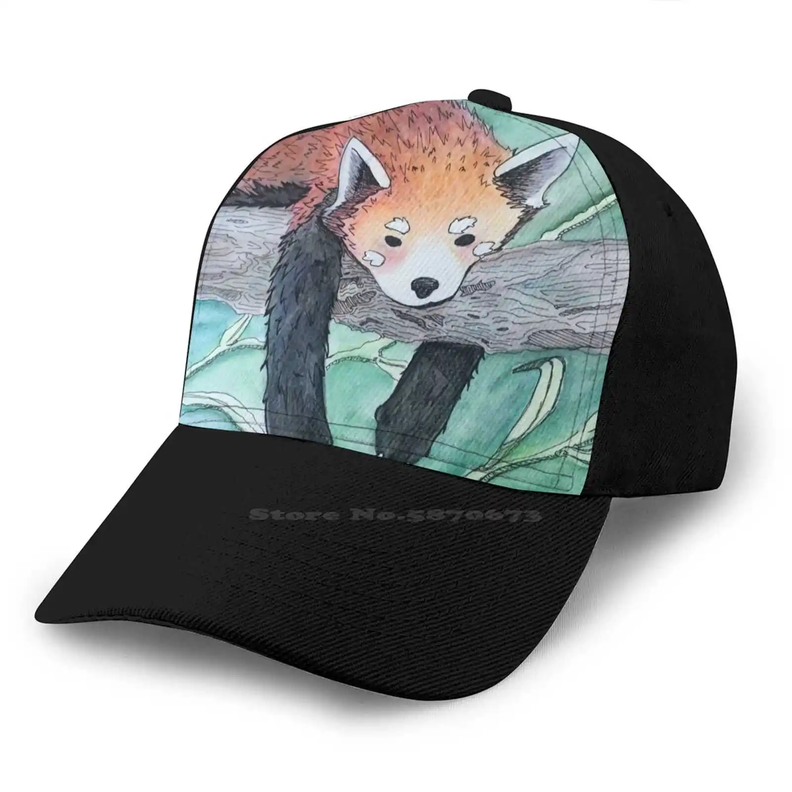 Красная панда модная шапка в стиле хип-хоп красная животные природа акварельные