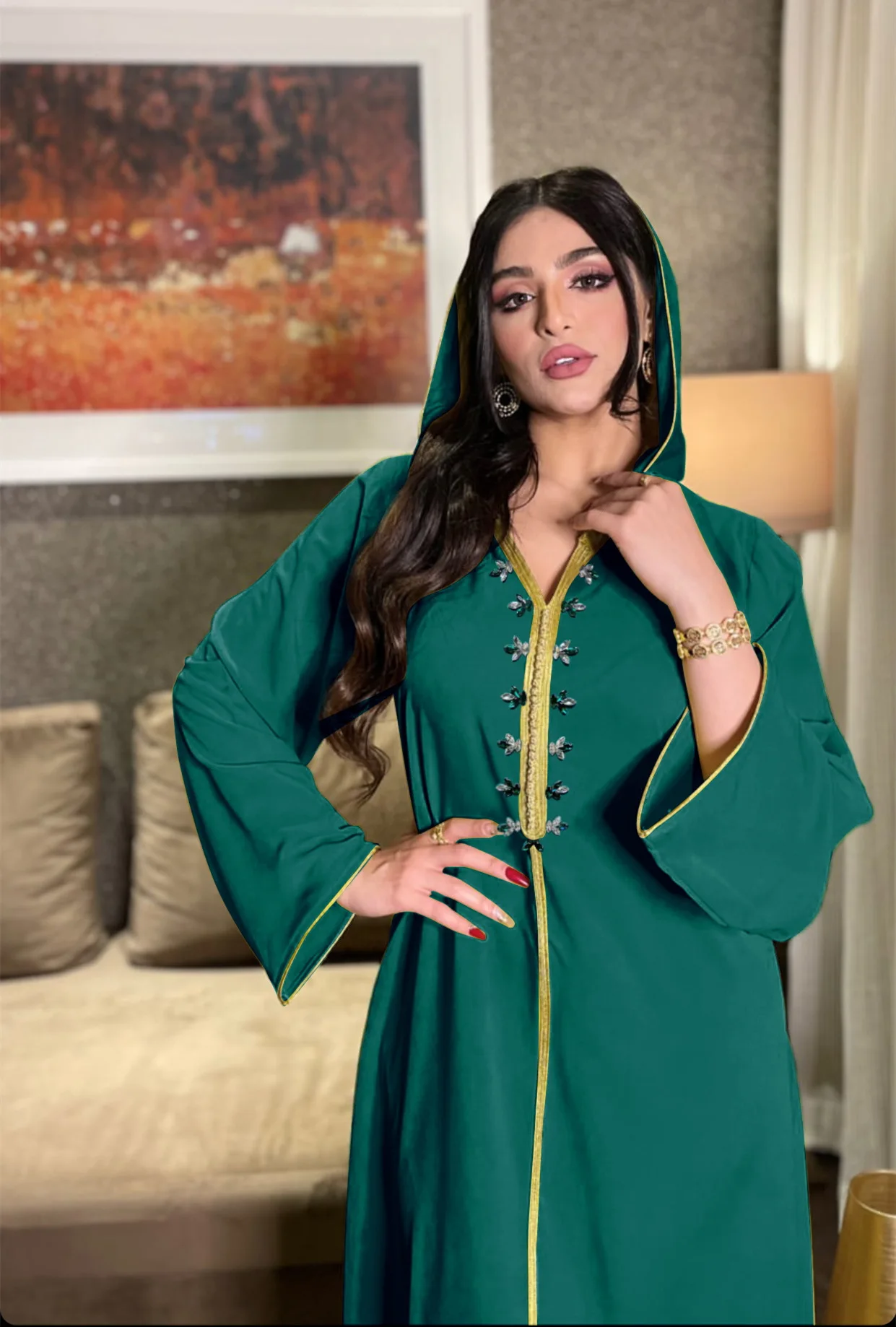 

Abaya Dubai Turkey Muslim Hooded Dress Women Moroccan Caftan Elegant Lady Islamic Clothing 2021 Eid Mubarak Djellaba Femme