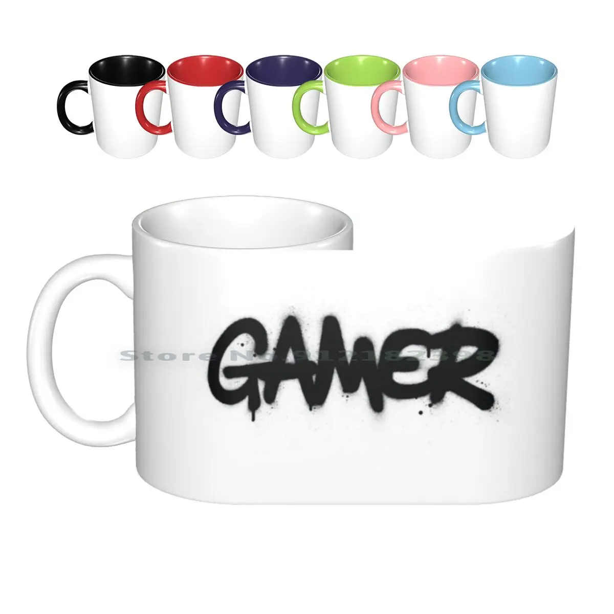 

Gamer Spray Paint Esports Electronic Sports Ceramic Mugs Coffee Cups Milk Tea Mug Gamer Game Happy Face Gamer Esports