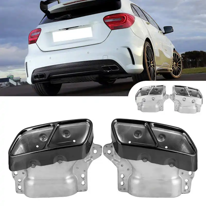 

2 шт., насадки на выхлопные трубы для Mercedes-AMG A45 W176 CLA45 C117 2013 2014 2015 2016 2017 2018