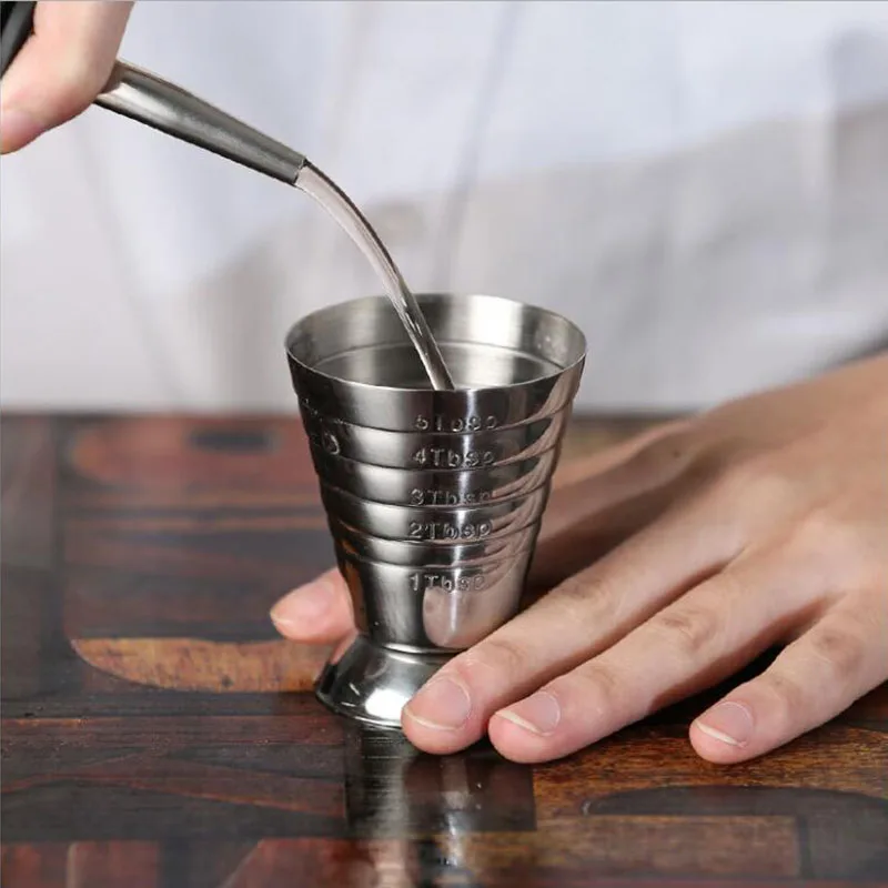 1Pcs Stainless Steel Bar Measuring Cup Cocktail Bartender Drink Mixing |