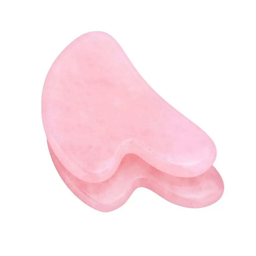 

2pcs Resin Heart-shaped Massage Scraping Board Natural Rose Quartz Stone Face Neck Body Massager Massage Board