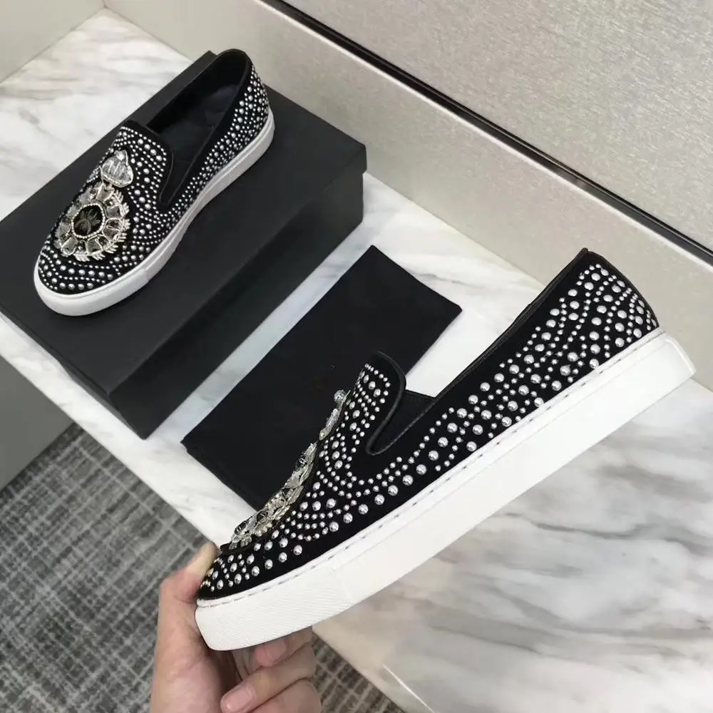 Мужские туфли ручной работы со стразами Стразы с шипами Обувь из натуральной