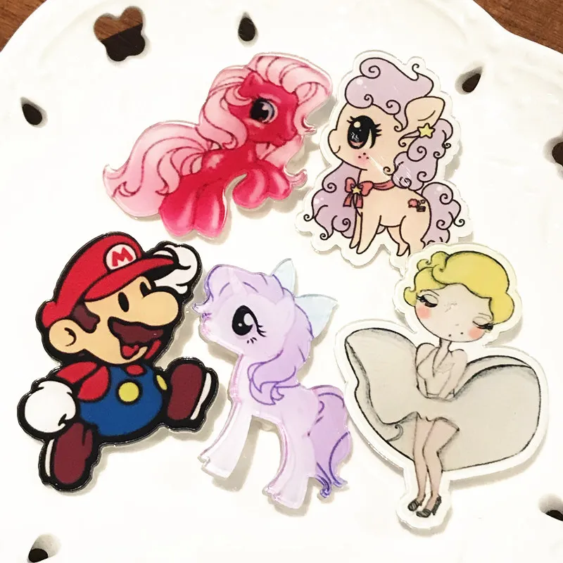 5 шт./лот детские акриловые значки на пуговицах Мультяшные животные Тоторо Марио