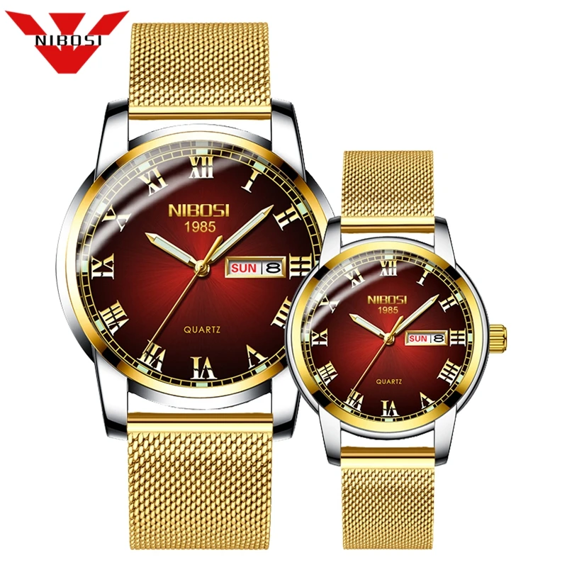 Парные часы NIBOSI мужские простые Роскошные Кварцевые наручные Wo и женские