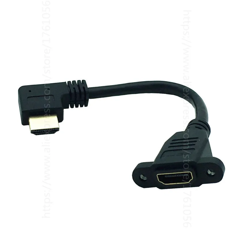 HDMI 2,0 кабель с г-образным штекером справа налево вверх вниз HDMI v2.0 мужчин и женщин Панельное крепление w/винт 4K* 2k 60Hz HD удлинитель 15 см