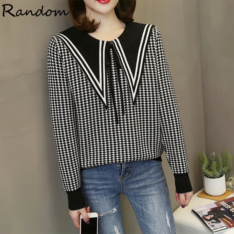 

Женский свитер с длинным рукавом, теплый зимний свитер с рисунком «гусиные лапки», большие размеры, 2020