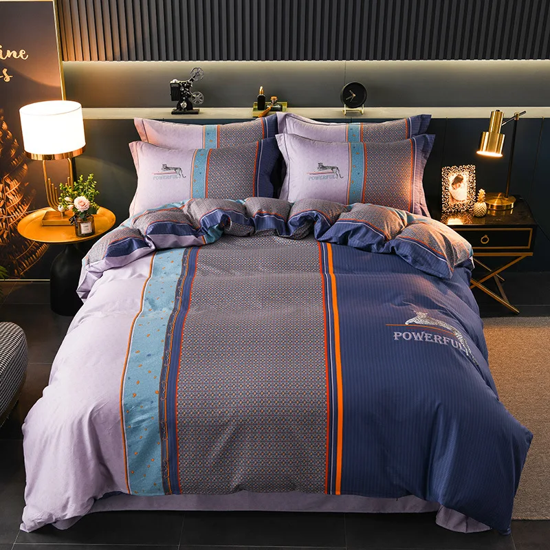 

Cotton double four-piece set horse cotton cotton quilt cover bed sheet home homestay villa bedding