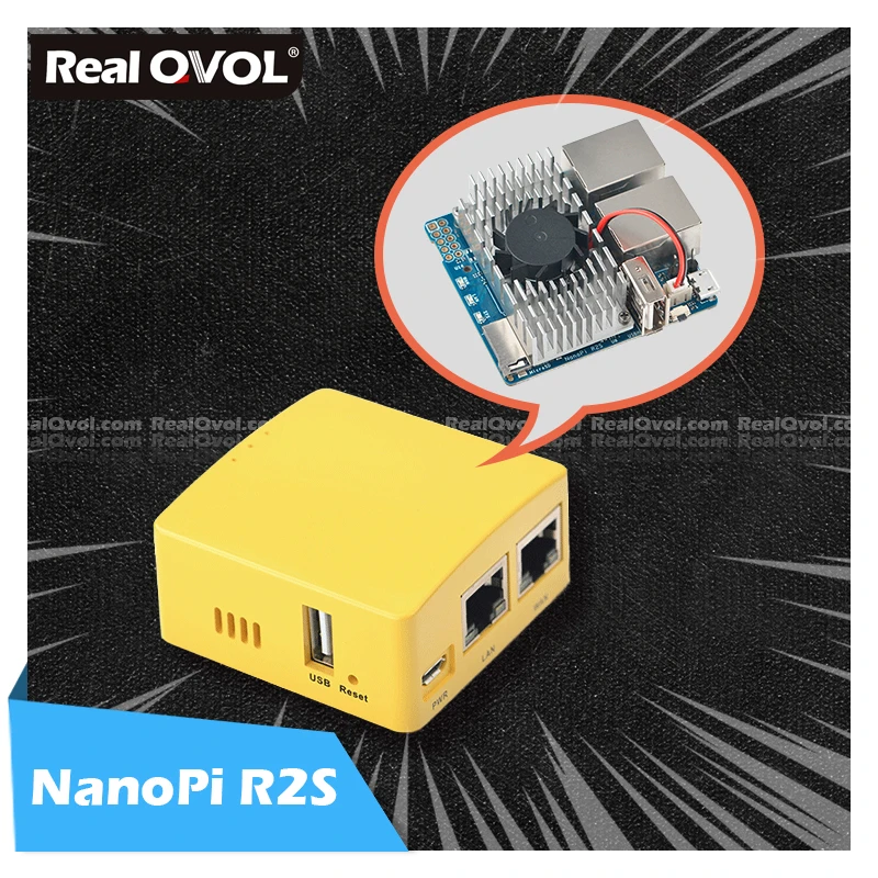 RealQvol FriendlyELEC NanoPi R2S Dual Gbps Ethernet Rockchip RK3328 шлюзы для умного дома поддержка OpenWrt LEDE Mini