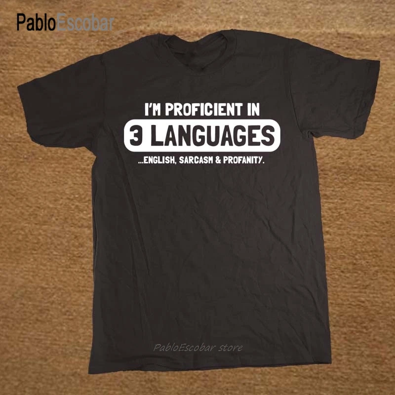 Забавная футболка с 3 языками и надписью SARCASM Мужская новый подарок на день