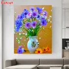5D алмазная живопись, Алмазная мозаика, голубой васильковый цветок, рукоделие, полная выкладка, цветочная ваза, вышивка крестиком, Алмазный кристалл PP2552