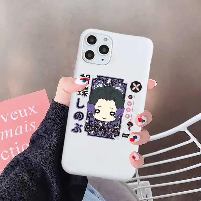 

Demon Slayer Kamado Tanjirou Phone Case White Candy Color for iPhone 6 7 8 11 12 s mini pro X XS XR MAX Plus
