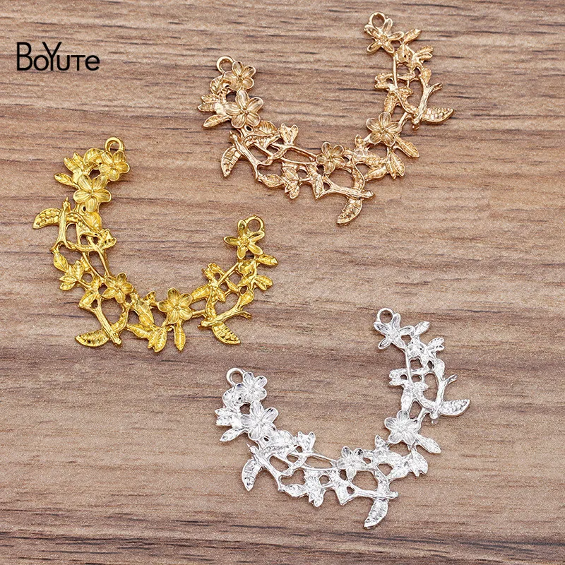 

BoYuTe Wholesale (20 Pieces/Lot) Silver Gold Plated 39*46MM Flower Branch Diy Metal Alloy Jewelry Accessories