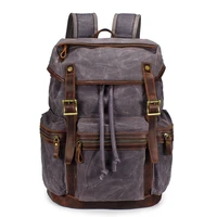 mens backpack large outdoor knapsack retro canvas leather schoolbag waterproof laptop computer bag high quality student mochilas