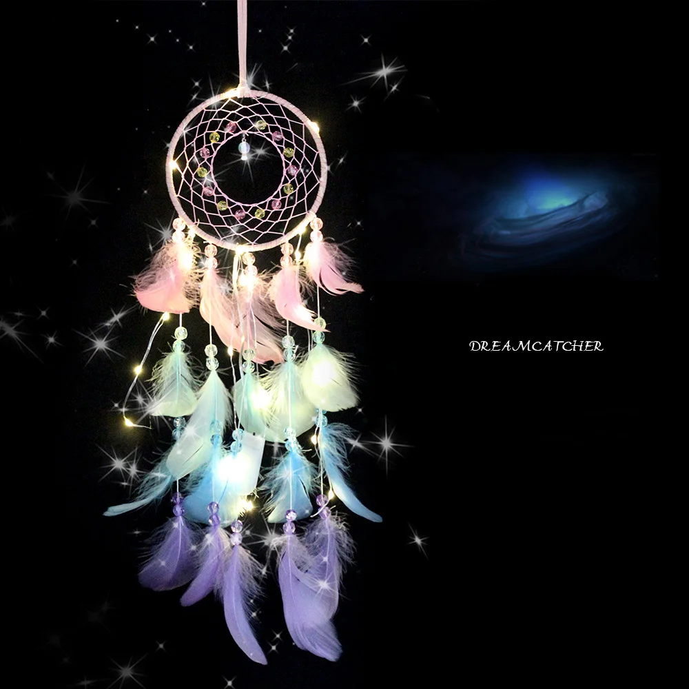 Светодиодная лампа с перьями ручной работы ночной Светильник мечта приманкой на