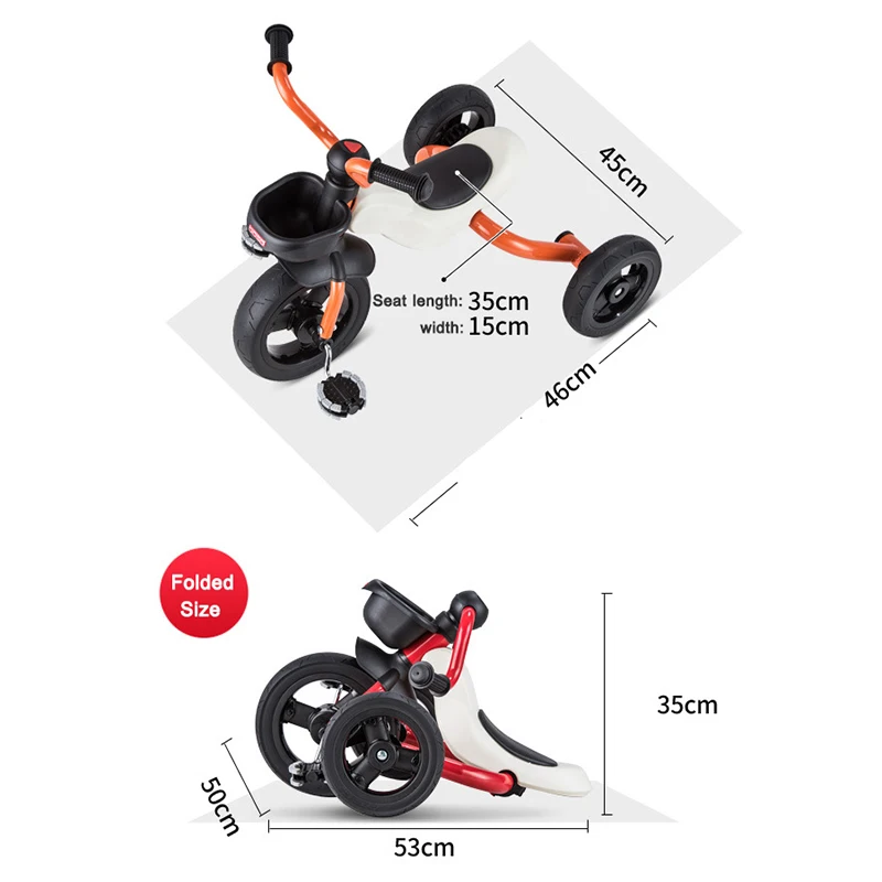 

Baby Tricycle Folding Children's Bicycle Foldable Bike for Kids Toddler Scooter Multifunctional Three-wheeled Children's Car