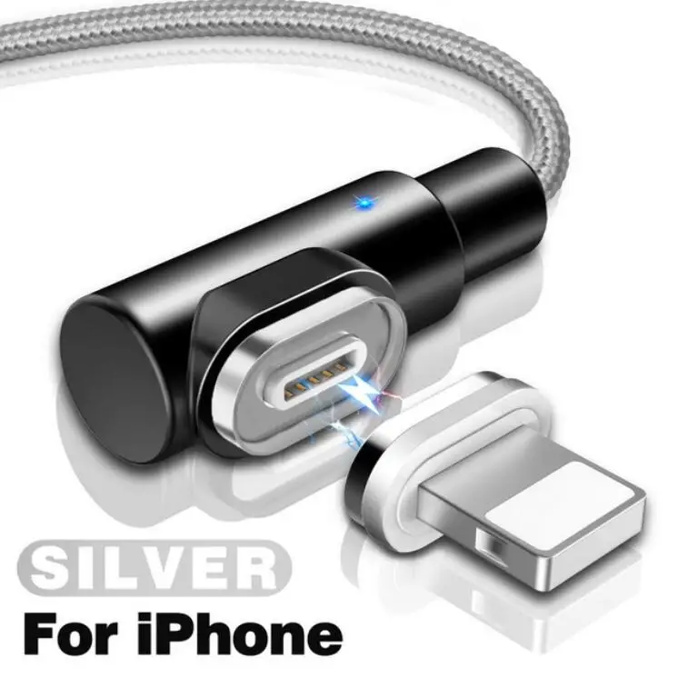 L-Line 1 м светодиодный магнитный 3а usb type-C для iPhone8 7 6 Plus X XR MAX Магнитный кабель Micro USB C для samsung S8 S9 Millet Mi 8 - Тип штекера: Silver