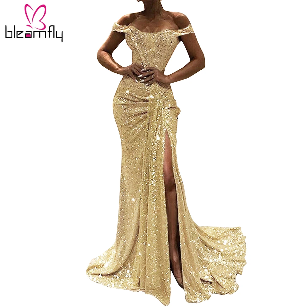 2019 женское осеннее элегантное блестящее платье с блестками и вырезом лодочкой