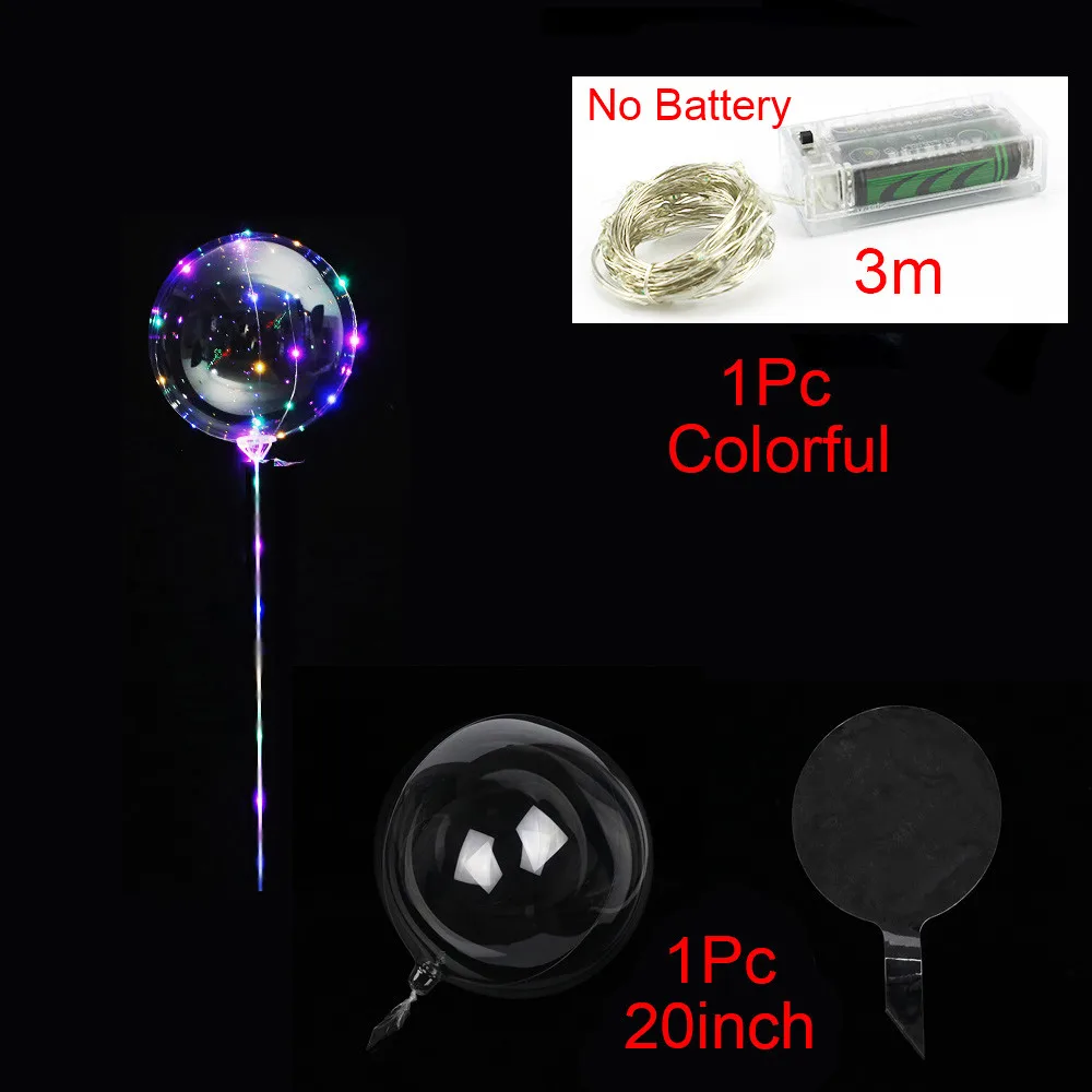 Luminous Led BoBo Balloon Transparent Round Bubble Decoration Wedding Birthday Party Balloon Colorful Light Christmas Tree Decor - Цвет: 20inch Colorful
