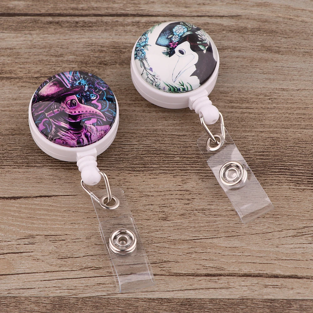

CB726 Doctor Crow Student Quality Retractable Nurse Badge Reel Clip ID Badge Cute Name Card Holder For Office Accessories