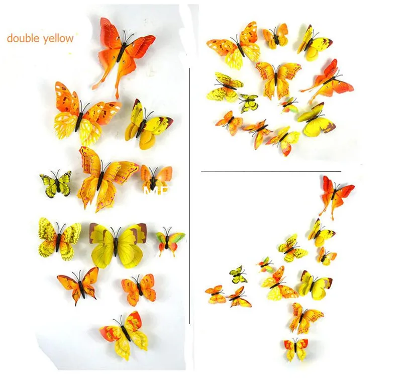 12 шт./лот ПВХ наклейки в виде бабочек 3D на стену домашний декор постер для детской