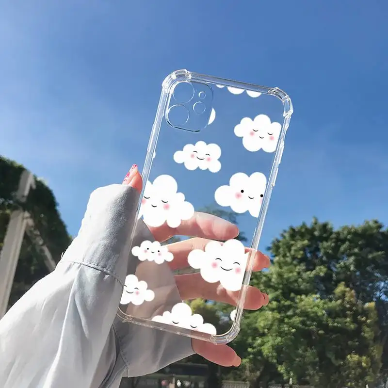 

Cartoon clouds Phone Case Transparent for Clear iPhone 11 12 8 7 6 6S XS MAX Plus X 5S SE 2020 XR mini pro