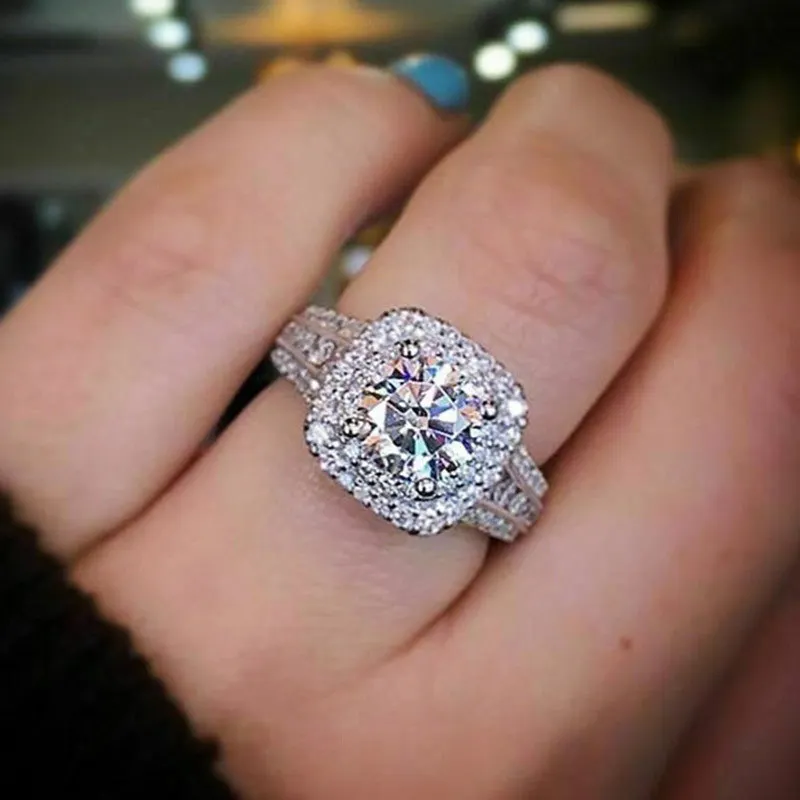Klassische Luxus ferbe Ringe 2Ct 8 Herzen Arrows Cut AAA Zirkon Hochzeit Schmuck помолвка faur Frauen | Украшения и