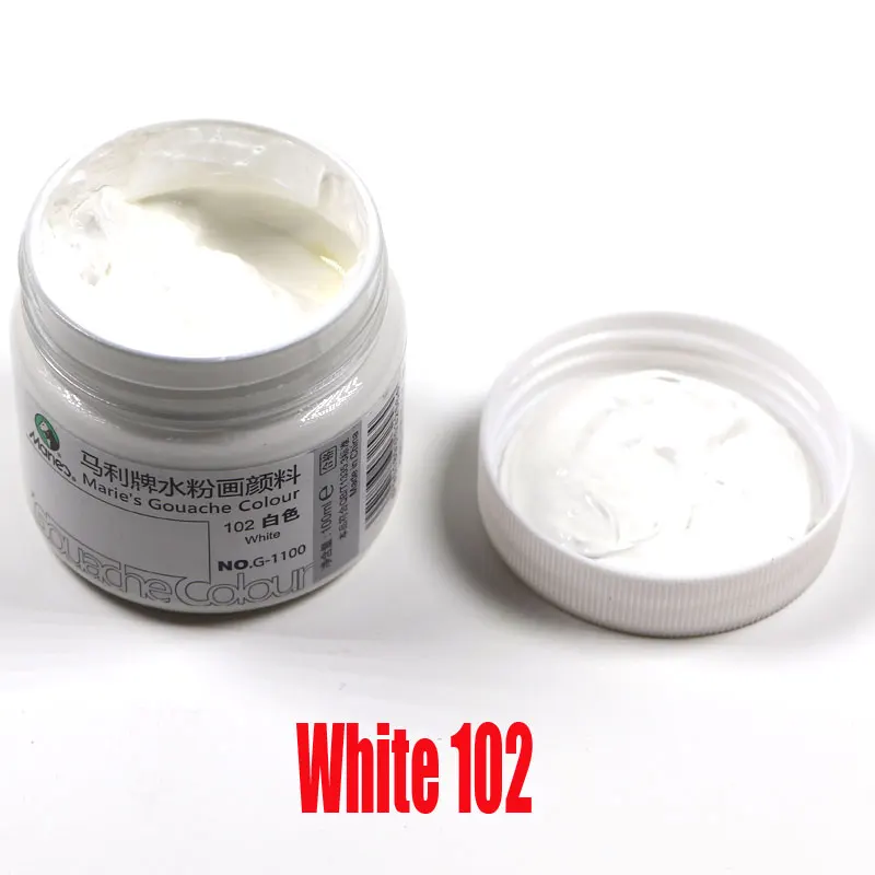 White 102 100 мл/бутылка гуашь пигмент Искусство Ручная роспись специальный пигмент школьное искусство специальная краска великолепный гуашь пигмент 42 цвет optiona - Цвет: White 102
