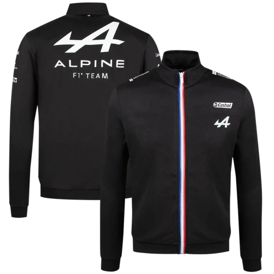

2021 Season Motorsport Alpine F1 Team A Racing Car Fan Black Sweatshirt Teamline Men's Windproof Clothing Full Zip Sweat Jacket