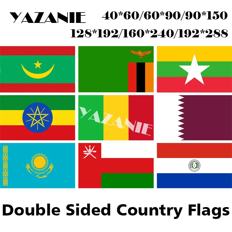Двухсторонние флаги и баннеры с принтом из полиэстера Мавритании Замбии Мьянмы