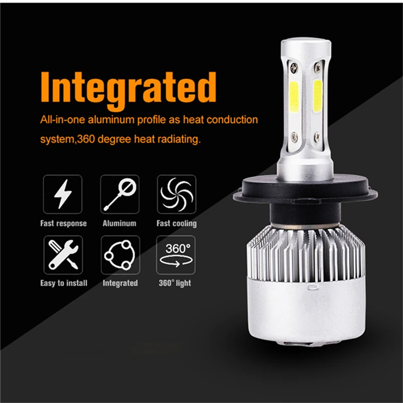 2 шт. Автомобильные светодиодные лампы H4 H7 светодиодный 3 H11 9004 9005 9006 9007 72 Вт 6500