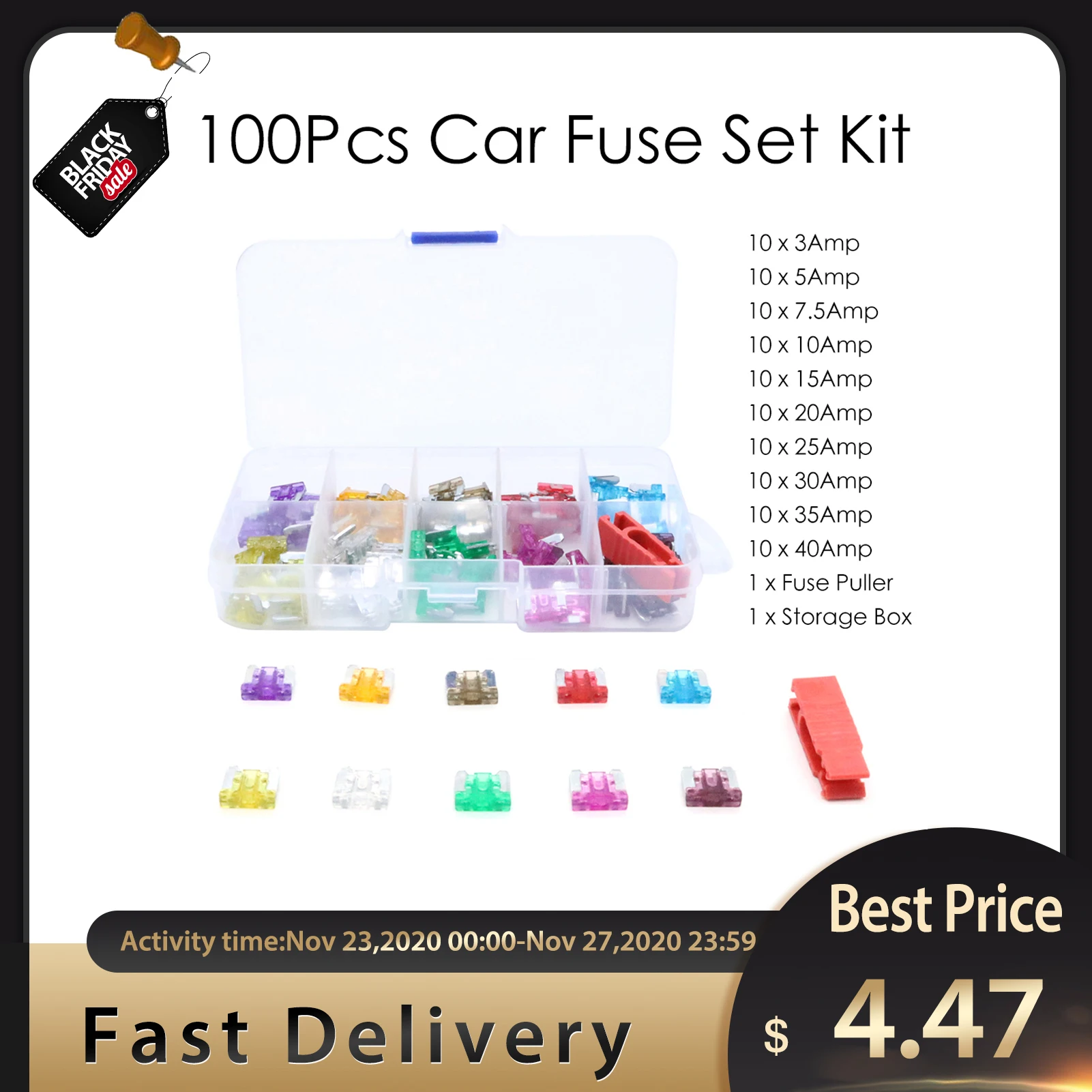 100 шт. мини маленький размер лезвие автомобильный предохранитель микро набор