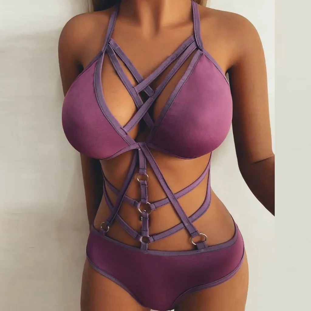 Женский сексуальный купальник черный цельный Бандажное бикини Радужное