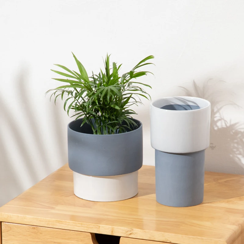 

Korean Ins Modern Color Matching Ceramic Flower Pot Morandi Round Desktop Green Plant Basin Home Decoration Creative Gardening