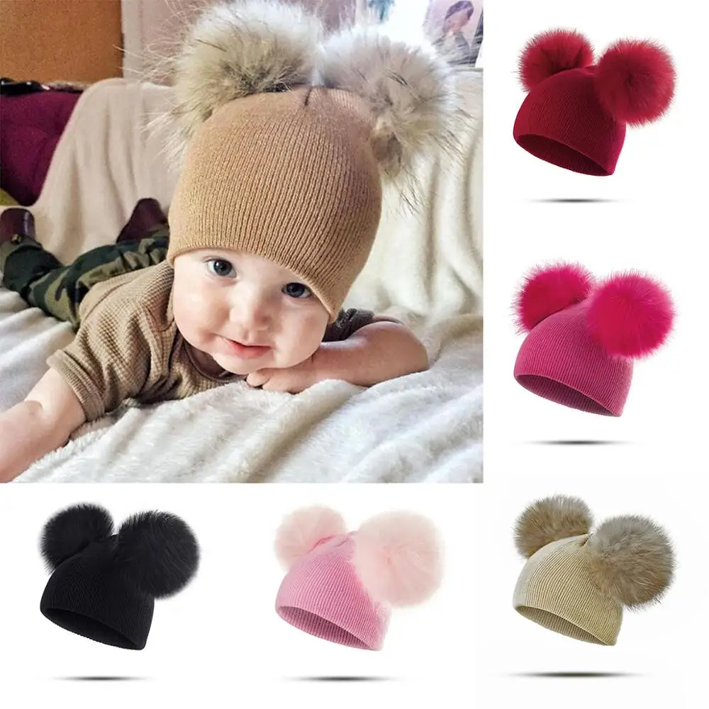 Шапочки Skullies для маленьких мальчиков и девочек, детская вязаная шапка, теплая шапка для волос, Мягкая комфортная шапка с ушами, детская зимняя вязаная шапка унисекс