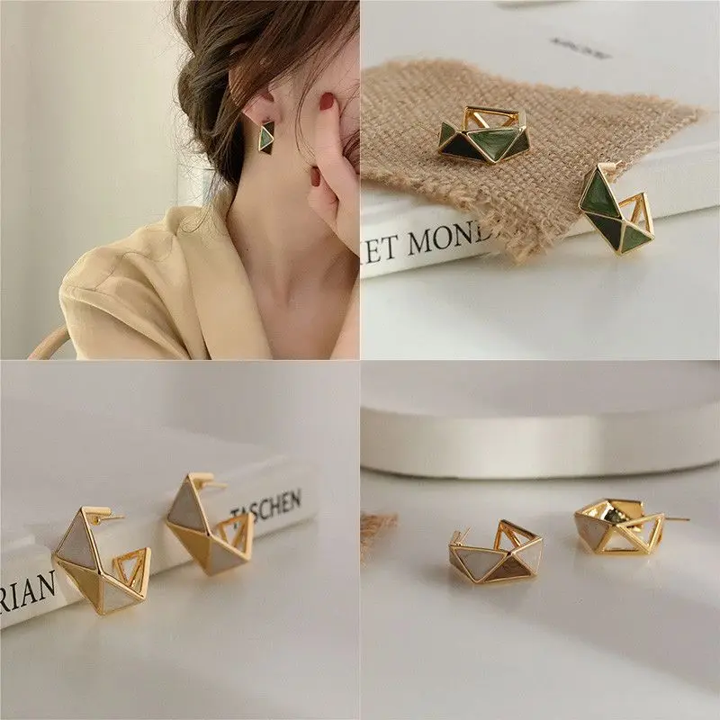 

Drop Glaze Elegant Unusual Earrings Geometric Ins Fashion Jewelry 2021 New