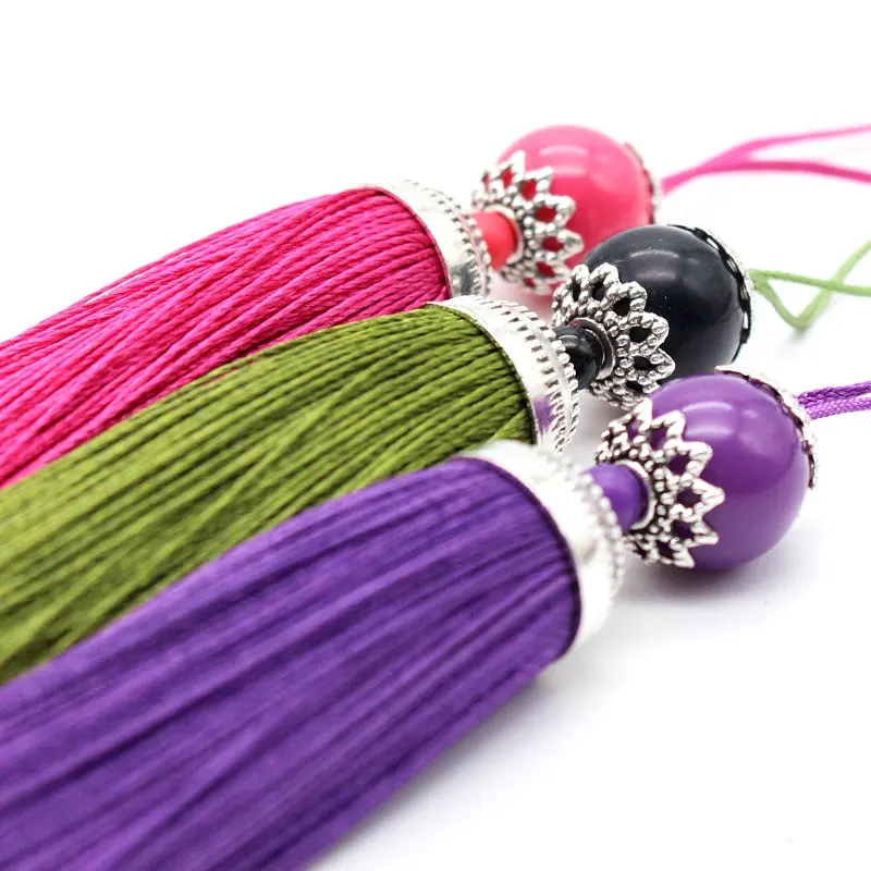 2 шт. 100 мм шелковая кисточка с бахромой висячая веревка и бусинами отделка