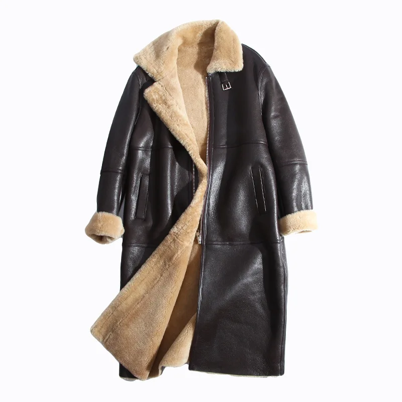 Винтажное зимнее пальто для женщин из овечьей шерсти натуральная кожа с