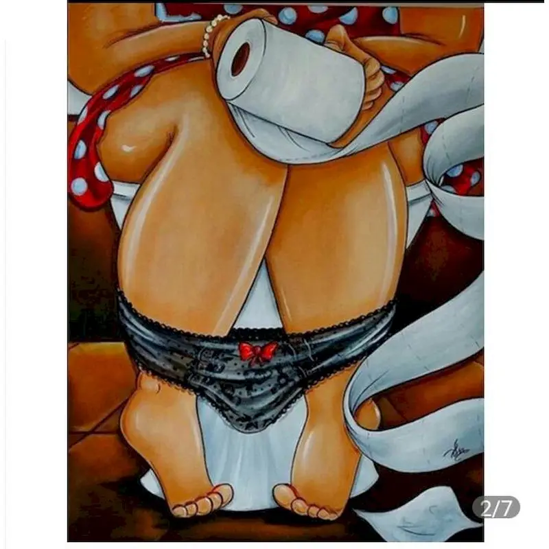 

GATYZTORY Diy Painting By Numbers Kits For Adults Toilet Paint By Numbers On Canvas Frameless Home Decoration Unique Gift