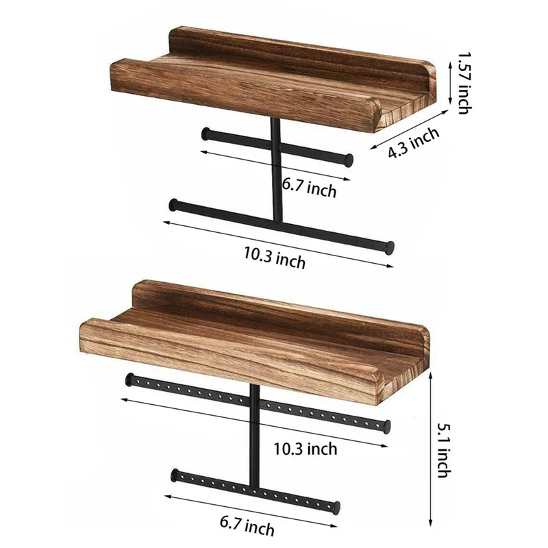 

Wall-mounted Jewelry Storage Box Necklace Necklace Bracelet Earring Ring Wooden Storage Rack Rack Decoration Organizer