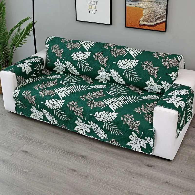 

Printed Leaf Cloth Anti-wear Sofa Covers for Pets Kids Couch Recliner Slipcovers Armchair Furniture Protector 1/2/3 Seater