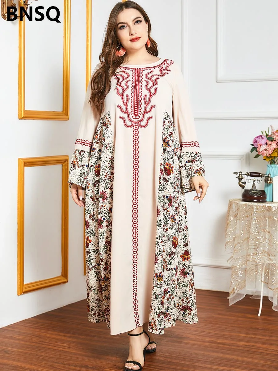 

Elegant Embroidery Maxi Dress Print Muslim Abaya Bohemia African Dashiki Vestidos Kimono Long Robes Ramadan Eid Arab Islamic