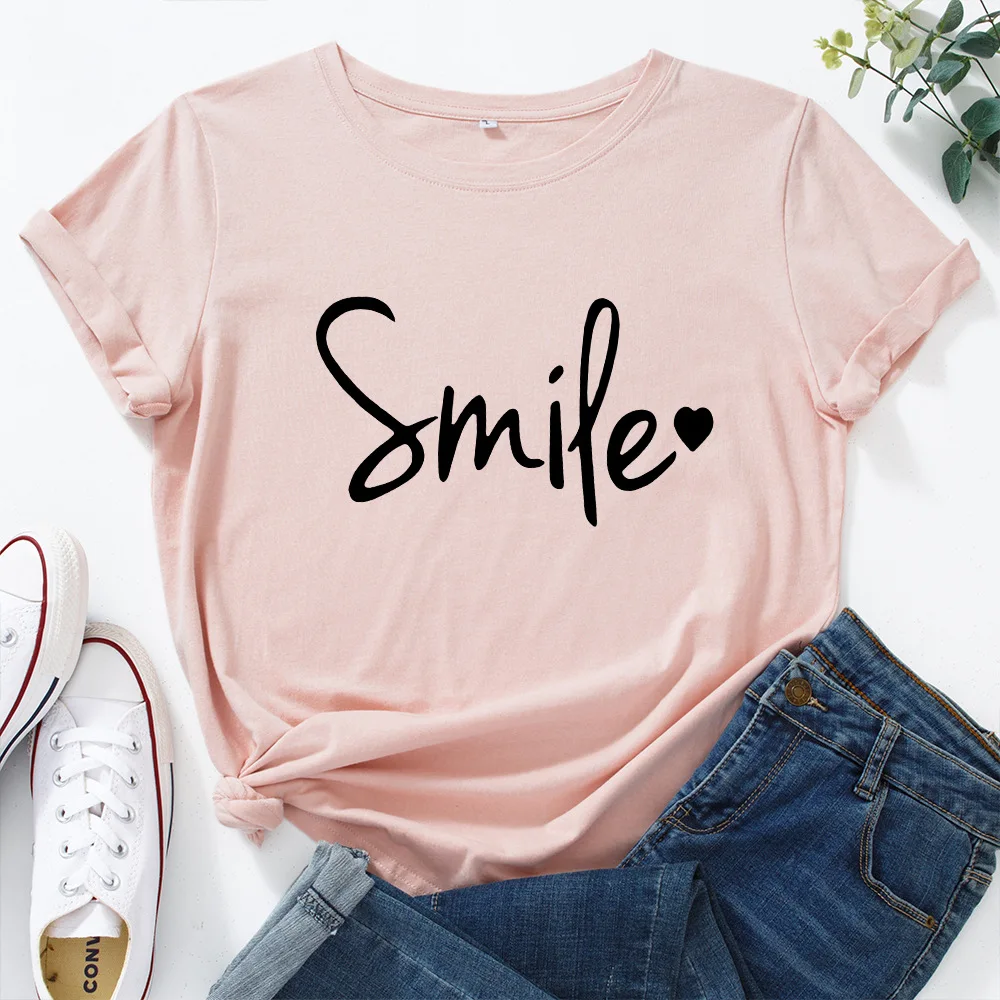 

Summer Women 100% Cotton Tshirts Letter Printed Shirts O Neck Short Sleeve Tees Female Casual Graphic Tops Mujer Camisetas