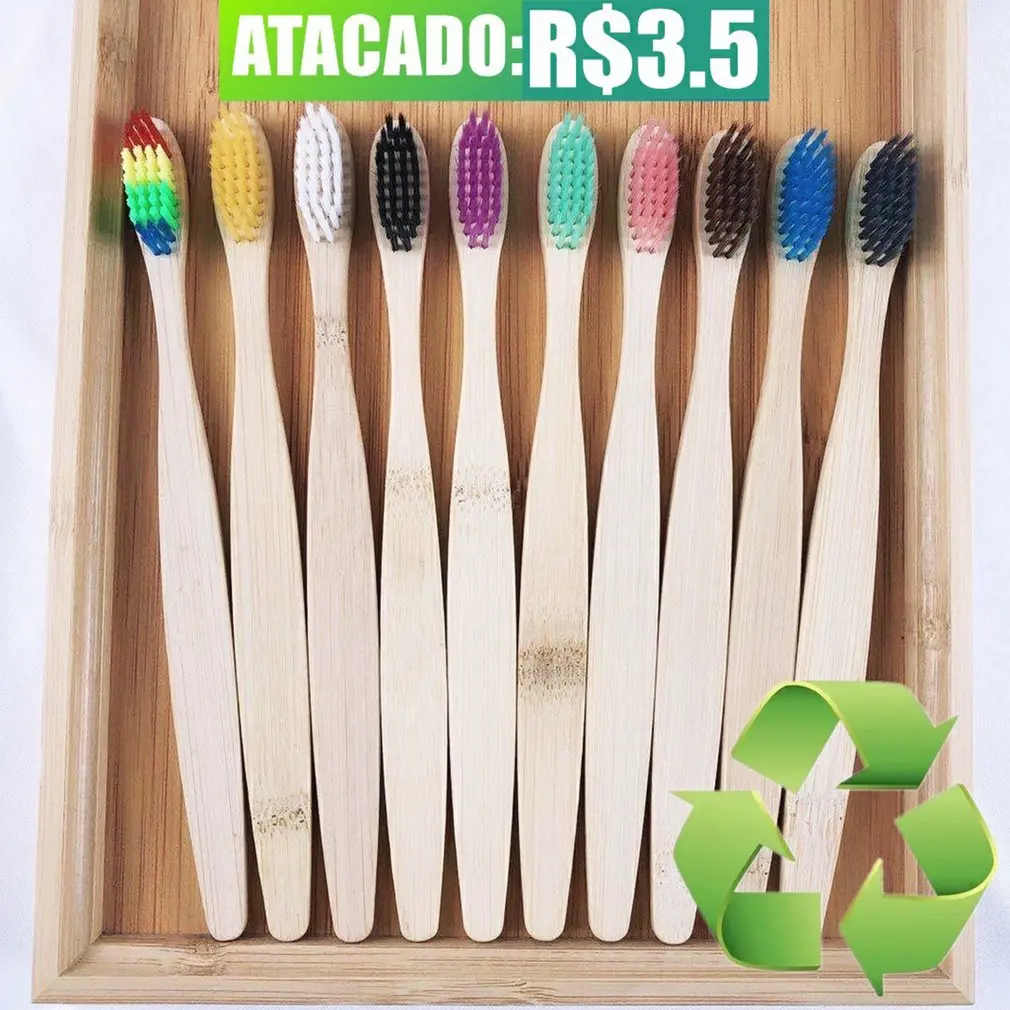 3 шт., натуральная мягкая Водонепроницаемая бамбуковая зубная щетка, биоразлагаемая и Экологически чистая, с биоразлагаемой ручкой
